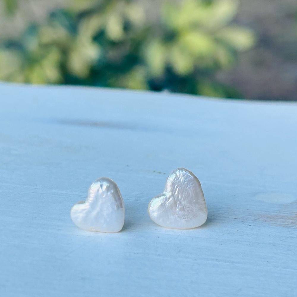 Aretes de Perlas Cultivadas en Forma de Corazón - Plata de Ley 925
